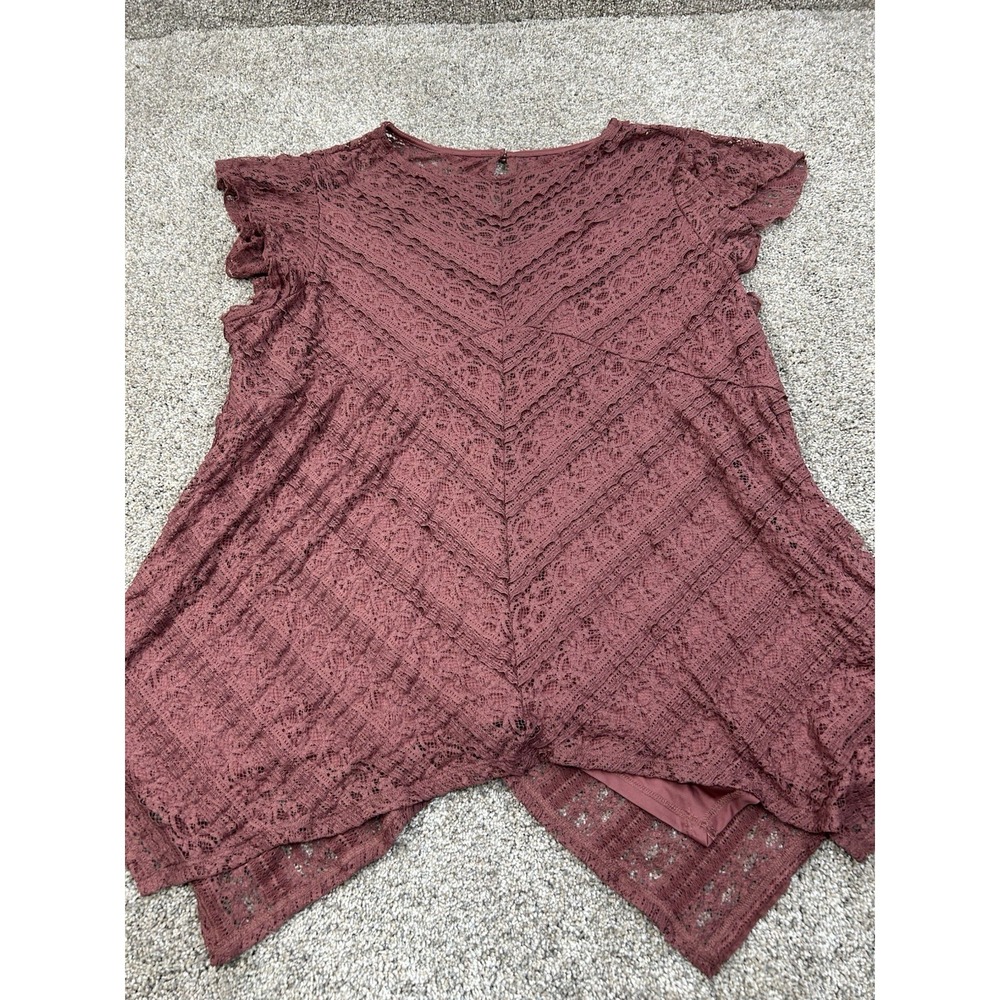 NWT Torrid Wild Ginger Babydoll Lace Sharkbite Hem Mauve Top Plus Size 4X #0325